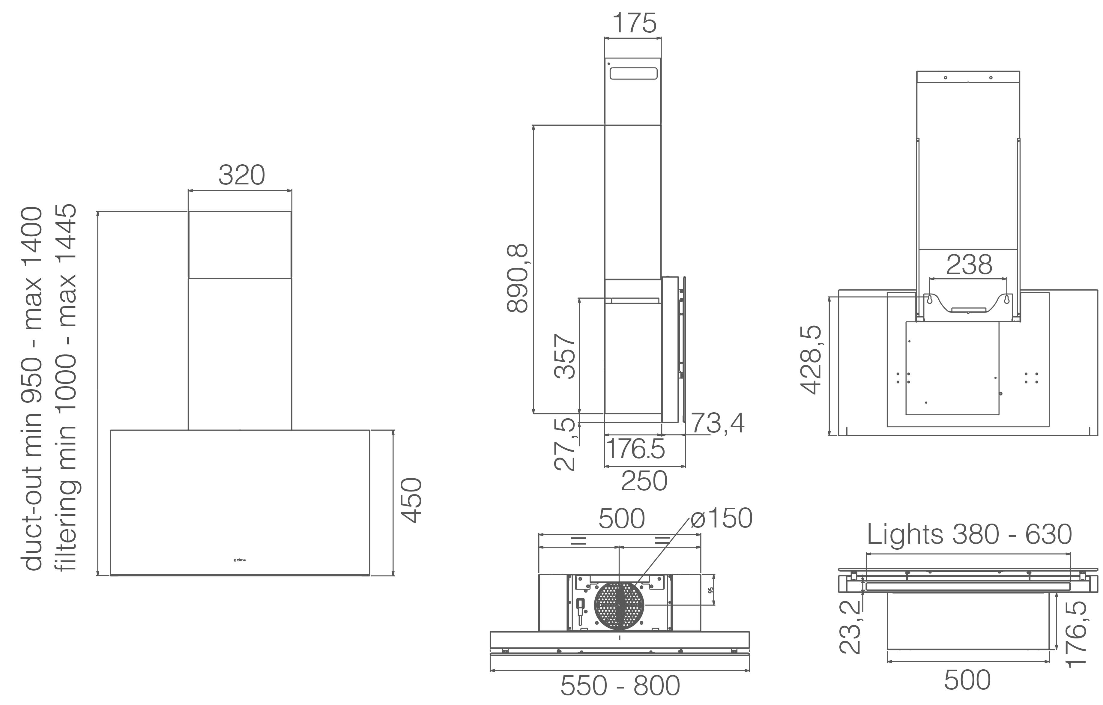 Габариты Elica Plat 1
