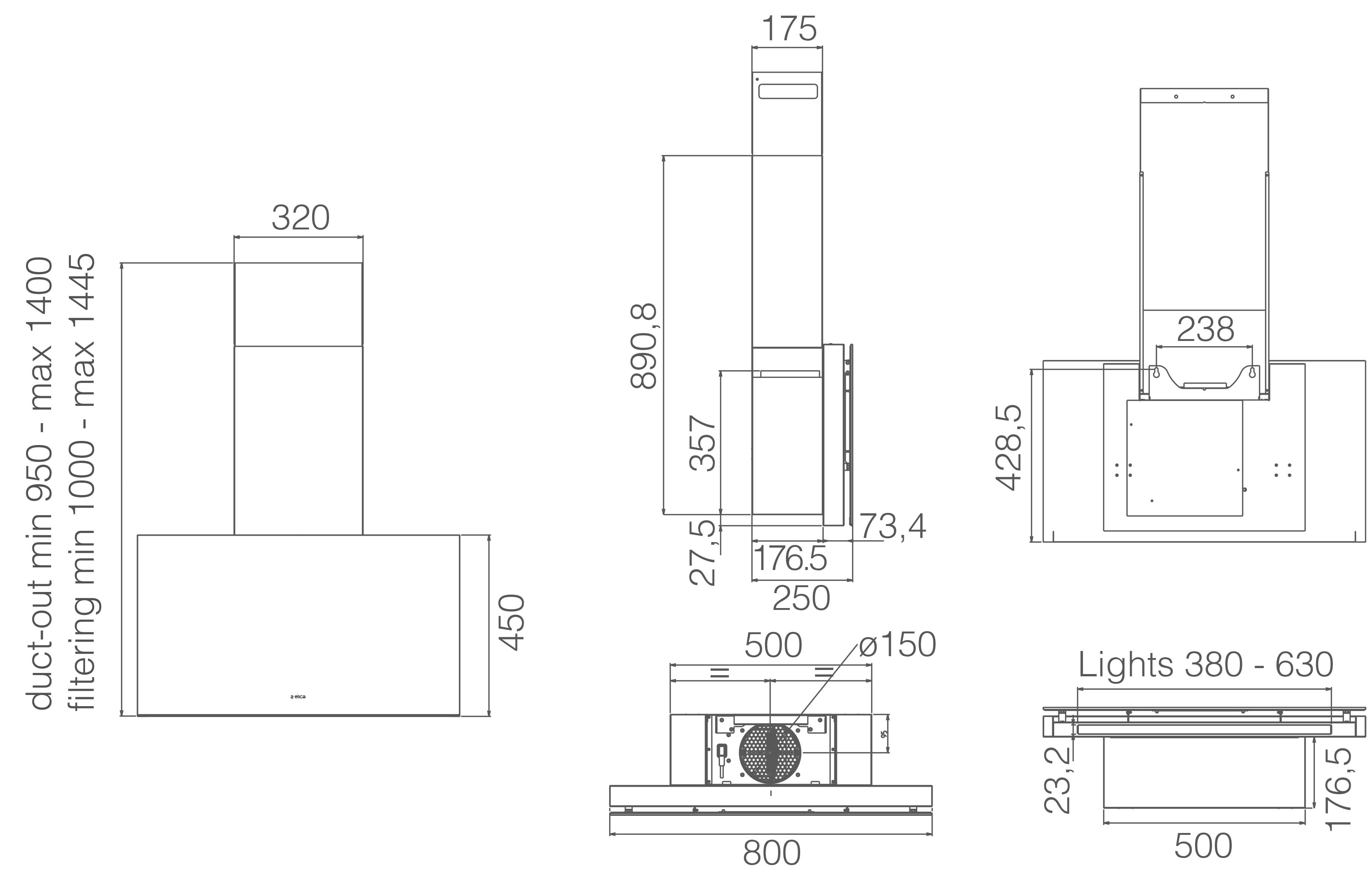 Габариты Elica Super Plat 1