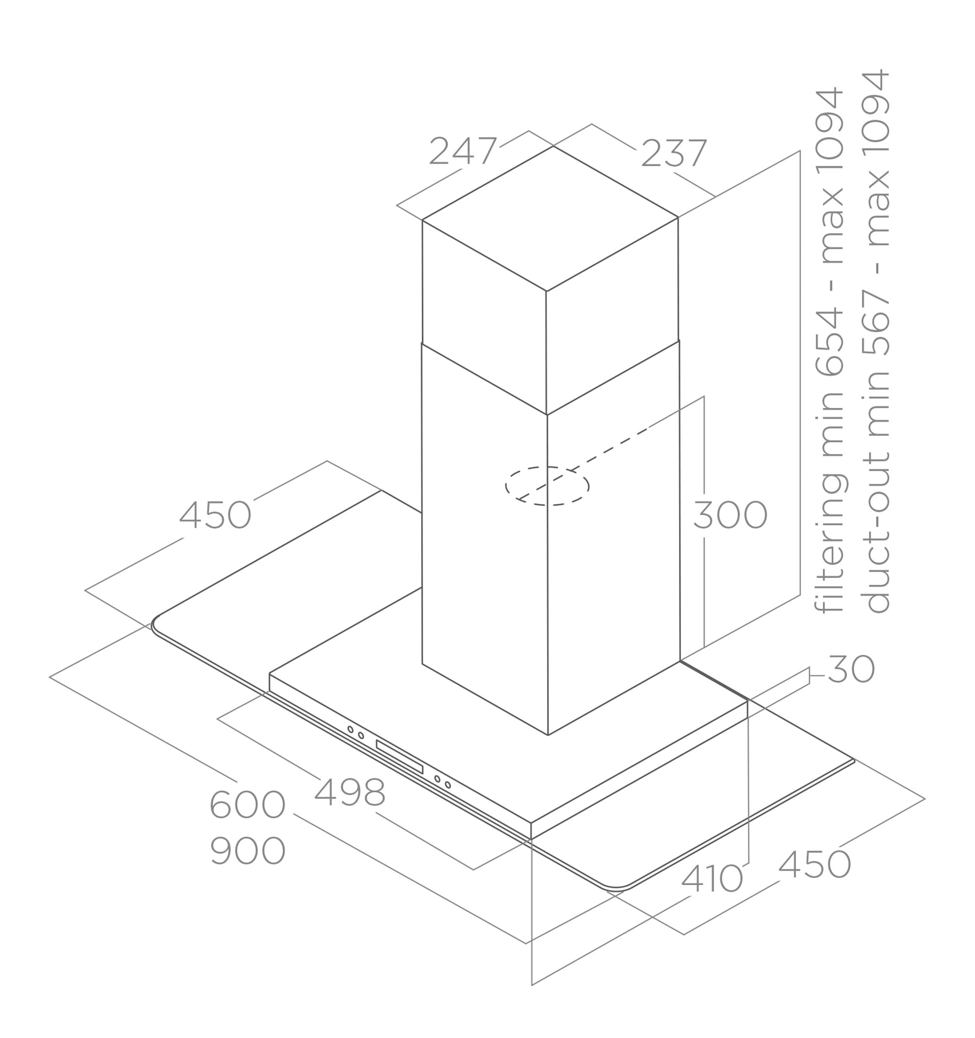 Габариты Elica Flat Glass 1